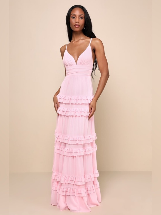 Lulus Dresses & Skirts - NWT Lulus Lavish Perfection Light Pink Ruffled Tiered Maxi Dress Size XS